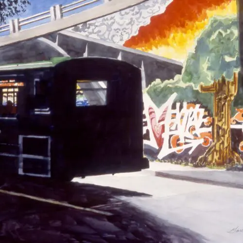 Bus Windows Frame Underpass Grafitti